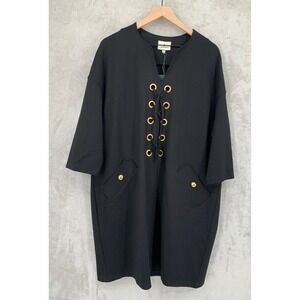 Tuckernuck Dress Womens XL Black Gold Party Wedding Office Preppy NEW